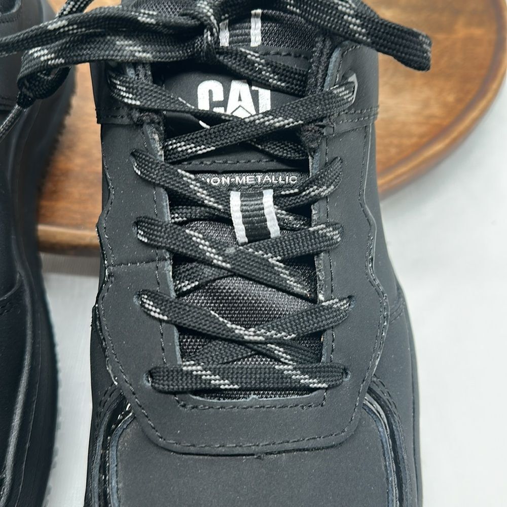 CAT Shoes Wm 9.5 Black Lace up Safety Comp Toe Sneakers Slip Oil Resistant - Picture 12 of 14